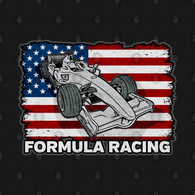 Formula Racing Car American Flag by RadStar