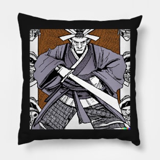 Ukiyo-e Japan Style Samurai in Battle Pillow