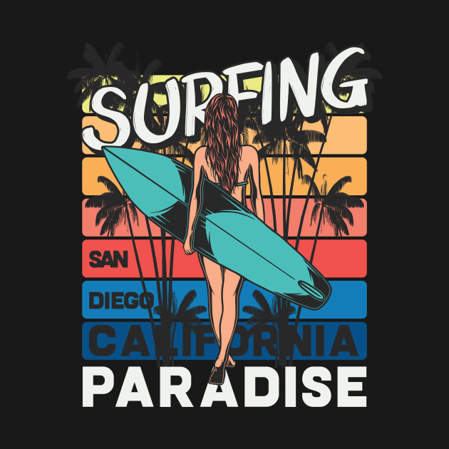 Surfing Paradise California by CyberpunkTees