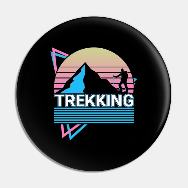 Trekking Trekker Trek Hiking Hiker Retro Gift Pin by Alex21