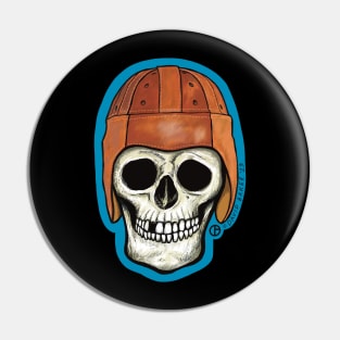 Leather Football Helmet Skull Pin
