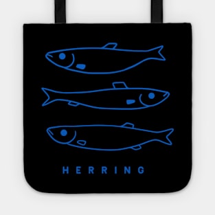 Herring fish, simple, minimal line art for marine life fans in blue ink Tote