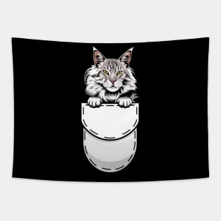 Funny Maine Coon Pocket Cat Tapestry