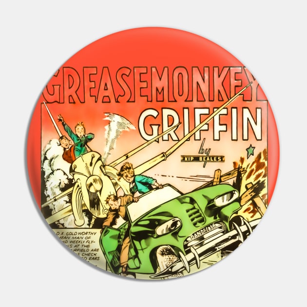 Grease Monkey Griffin Plane Airplane Automobile Green Beautiful Woman Comic Pin by REVISTANGO