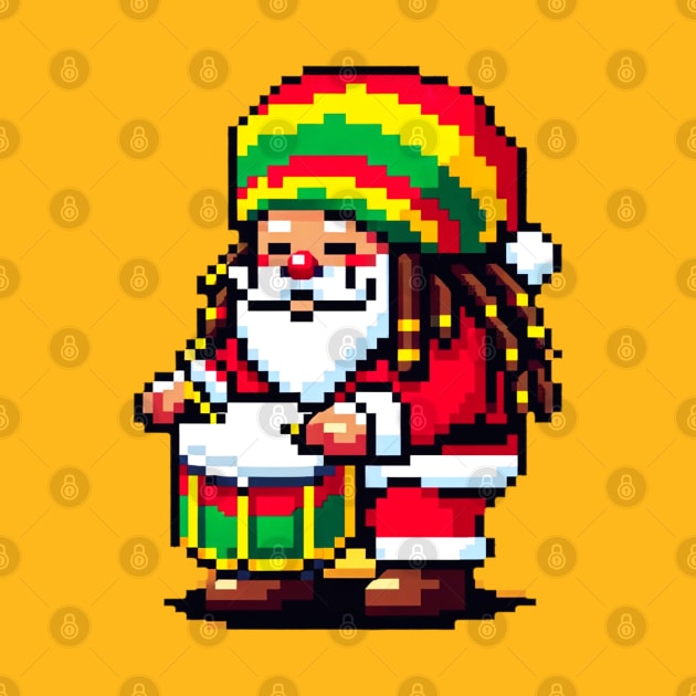 8-Bit Reggae Santa - Tropical Christmas Drums by Pixel Punkster