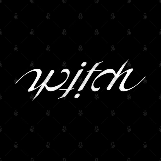 Witch ambigram (white) by SolDaathStore