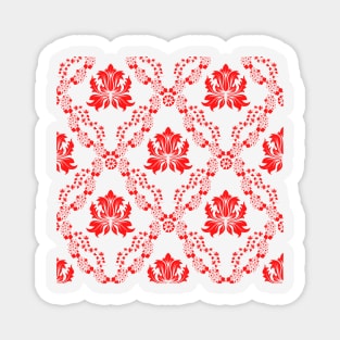 Red damask pattern Magnet