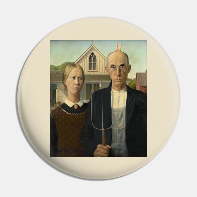 American Gothic with Bunny Ears Pin by GloopTrekker