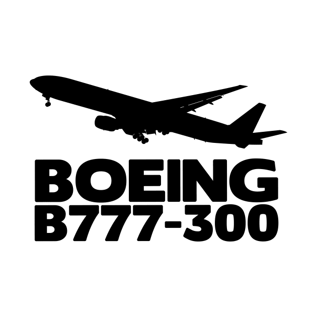 Boeing B777-300 Silhouette Print (Black) by TheArtofFlying