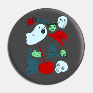 Cute Halloween Art Print - Seasonal Spooky Fall Pattern Pin