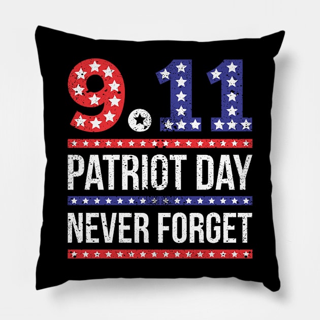 9 11 We Will Never Forget Patriot Day Pillow by Schimmi