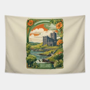 Vintage Travel Ireland Design Tapestry