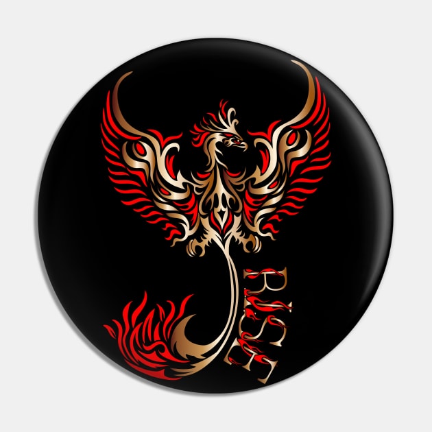 Rise up like a Phoenix from the ashes. Copper and Red Phoenix in a Tribal / Tattoo Art style Pin by Designs by Darrin