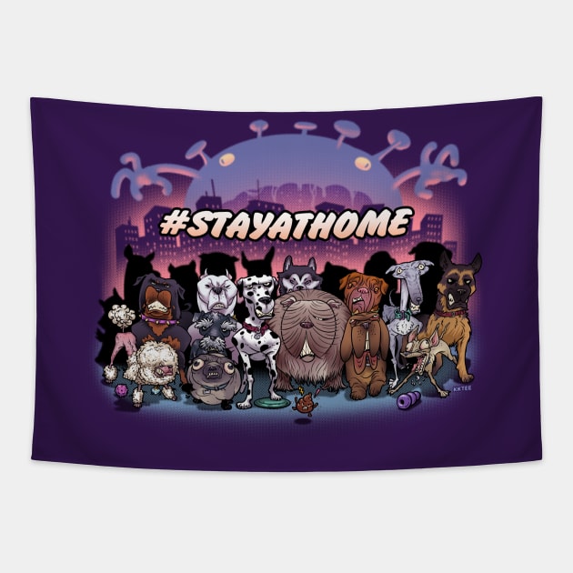 STAYATHOME-DOGS Tapestry by KKTEE