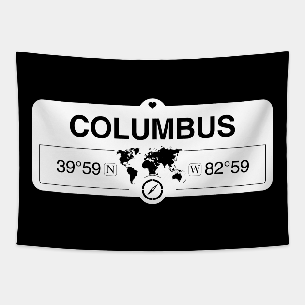 Columbus Ohio Map GPS Coordinates Artwork with Compass Columbus Ohio