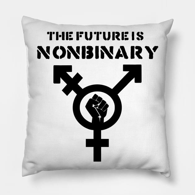 The Future is Nonbinary (Black) Pillow by Micah