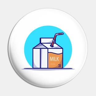 Milk Box Cartoon Vector Icon Illustration Pin