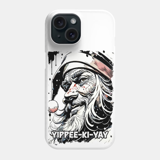 Yippee Ki Yay Funny Xmas Quote Pop Culture Santa Claus Illustration Phone Case by Naumovski