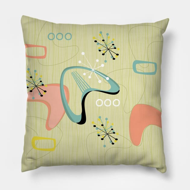 Retro Eames-Era Atomic Inspired 4 Pillow by Makanahele