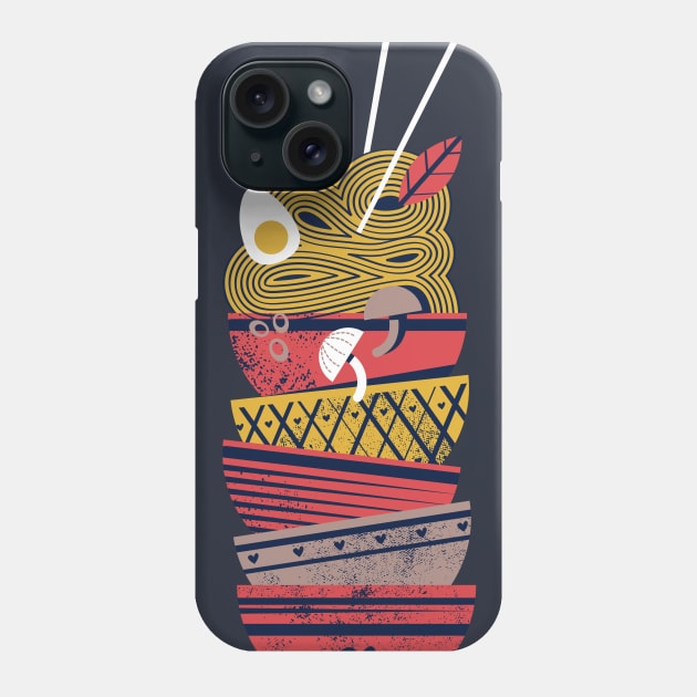 Noodles bowls connection // print // red and brown taupe bowls yellow pasta Phone Case by SelmaCardoso