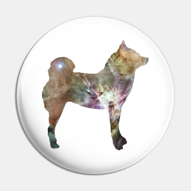 Lilly the Shiba Inu Silhouette - Nebula on White Pin by shibalilly