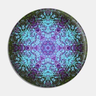 Digital Mandala Green Blue and Purple Pin