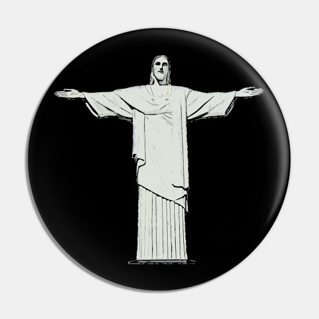 Christ the Redeemer Illustration Jesus Sacrifice Pin by T-Shirt Dealer