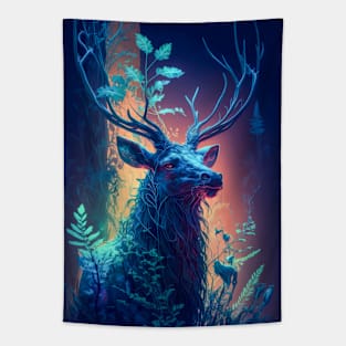 Stag Deer Animal Portrait Painting Wildlife Outdoors Adventure Tapestry