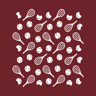 Tennis Ball and Racket, Seamless Background Pattern T-Shirt