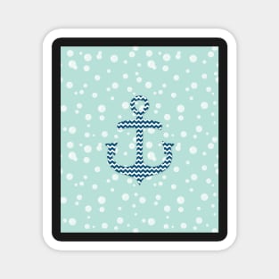 Chevron Nautical Anchor Bubbles Pattern Magnet