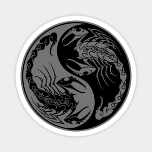 Gray and Black Scorpions Yin Yang Magnet