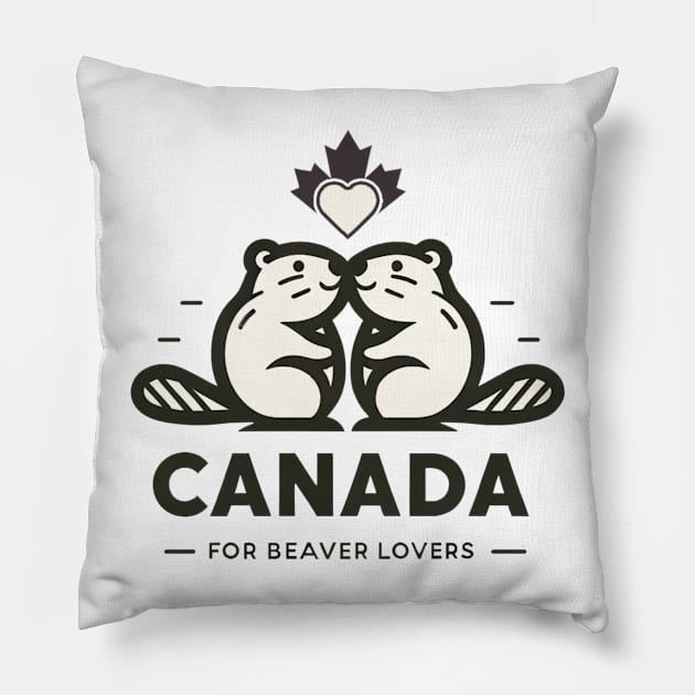 Canada - Beaver Lovers V2 Pillow by nostalgiapress