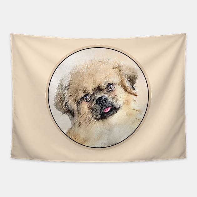 Tibetan Spaniel Painting - Cute Original Dog Art Tapestry by Alpen Designs