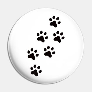 Paw print animal track sticker, black and white Pin