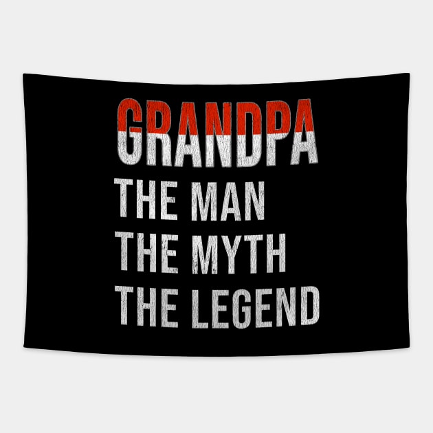 Grand Father Monacan Grandpa The Man The Myth The Legend - Gift for Monacan Dad With Roots From  Monaco Tapestry by Country Flags