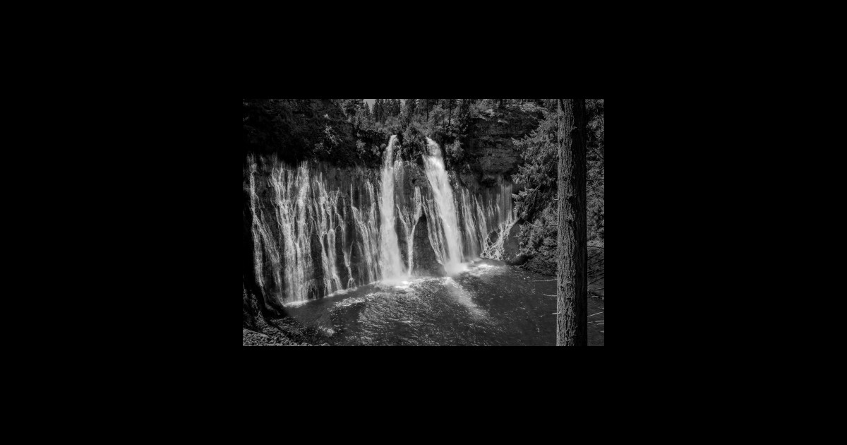 McArthur-Burney Falls in Black and White - Black And White - Sticker ...