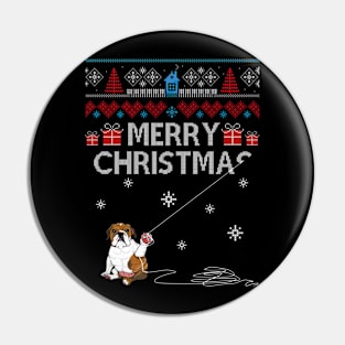 Merry Christmas Funny Naughty Bulldog Pin