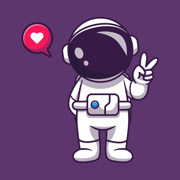 Cute Astronaut - Spaceman Peace Sign by info@dopositive.co.uk