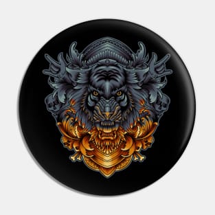 angry tiger face with ornament background Pin