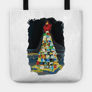 Crab Basket Christmas Tree with Lights in Watercolor Tote