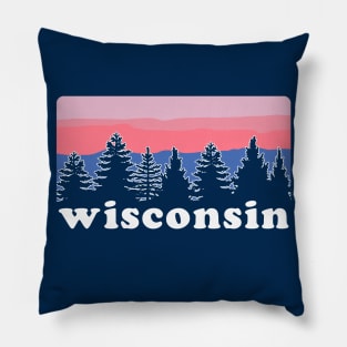 Northern Wisconsin Pine Tree Sunset Pillow