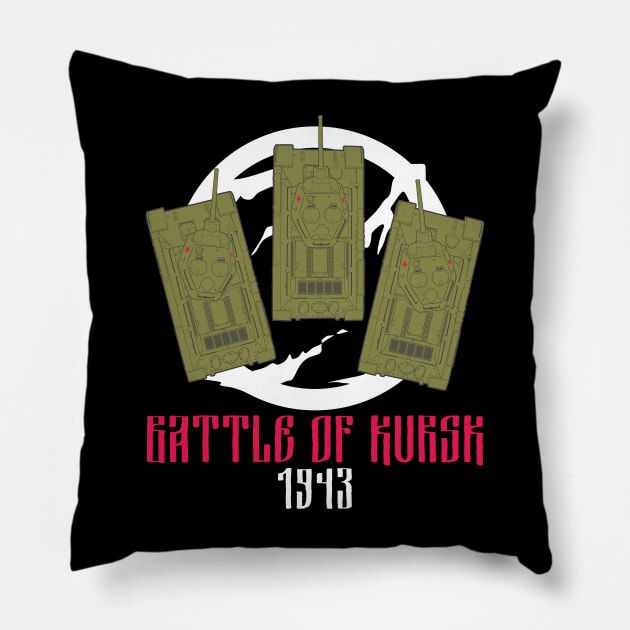 Three T-34 tanks Battle of Kursk 1943 Pillow by FAawRay