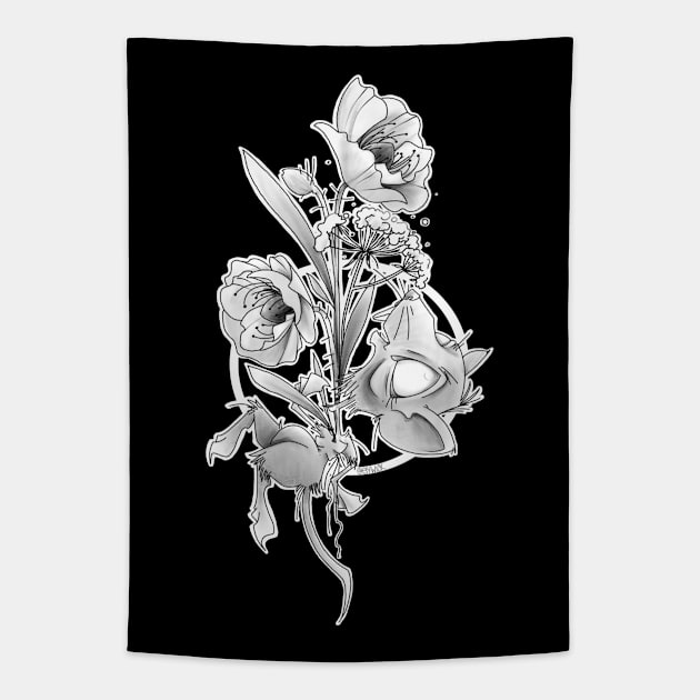 from death comes life <3 (black & grey) Tapestry by elywick