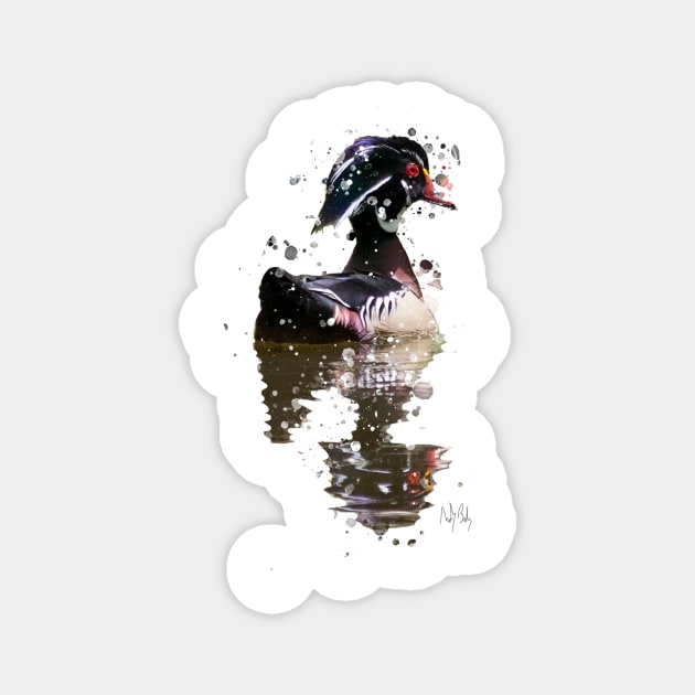 Wood Duck Paint Splatter Magnet by andybirkey