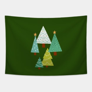 Holly Jolly Christmas Trees - Green Tapestry