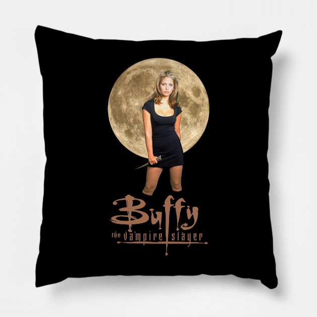 Buffy the Vampire Slayer Buffy Photo with Moon Pillow by Mendozab Angelob