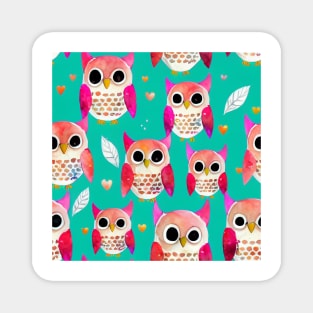 Watercolor owl pattern Magnet