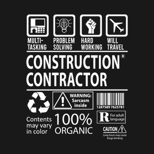 Construction Contractor T Shirt - MultiTasking Certified Job Gift Item Tee T-Shirt