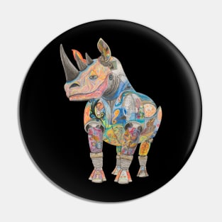 Crash of Rhinos Mechanical Rhino Psychedelic Phoenix Pin