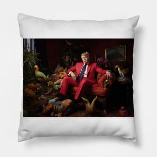 Trump sit on coach with red suit Pillow